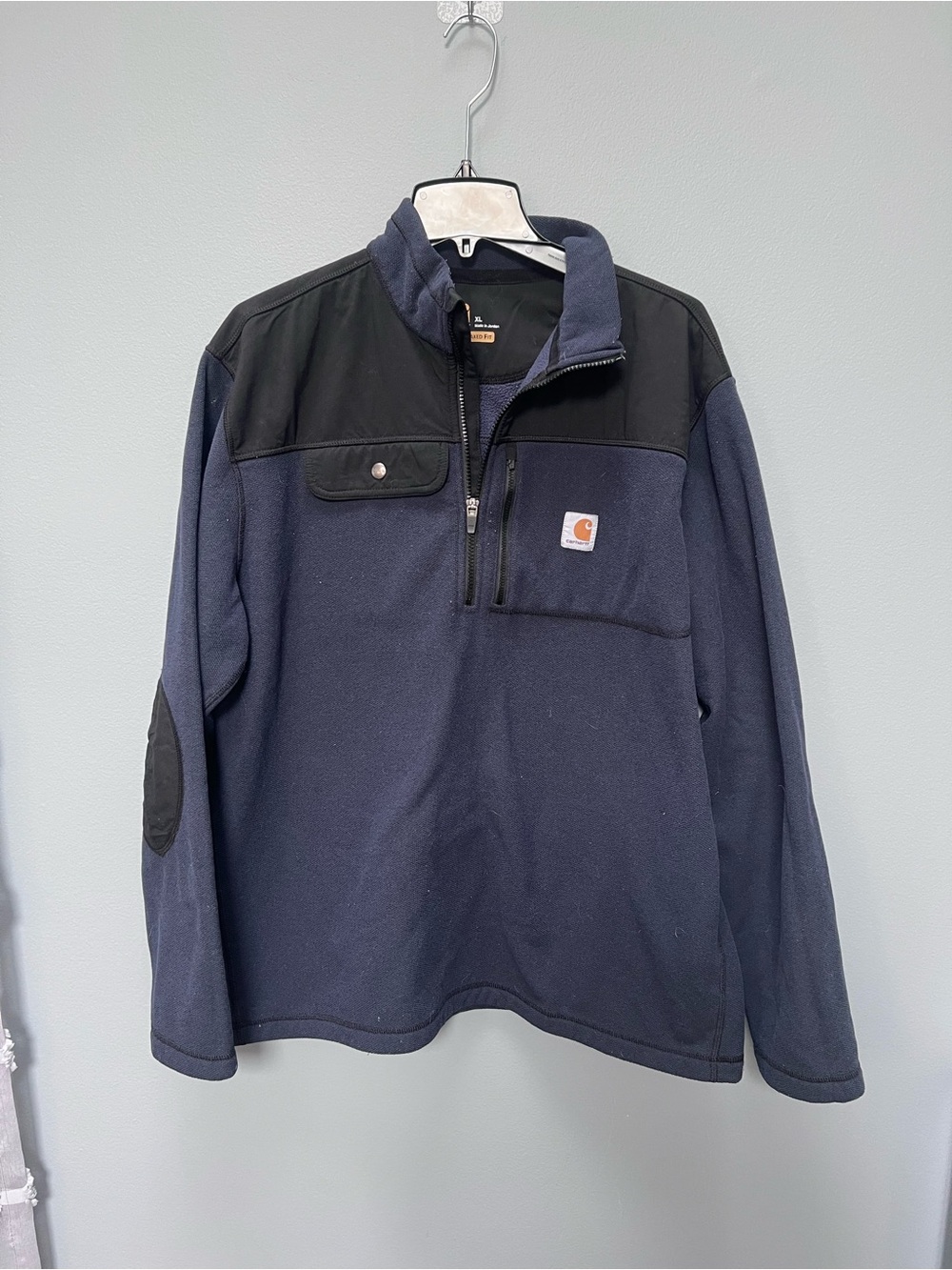 Carhartt Navy Fleece Pullover with Black Yoke